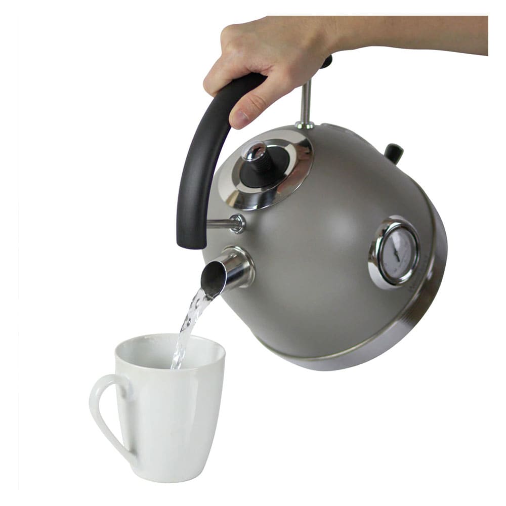 Retro Style 1.7L Electric Kettle | Black & Stainless Steel