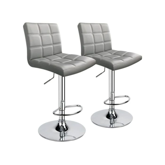 Leopard Modern Square PU Leather Adjustable Bar Stools with Back, Set of 2 (Grey) B01N4Q5D44